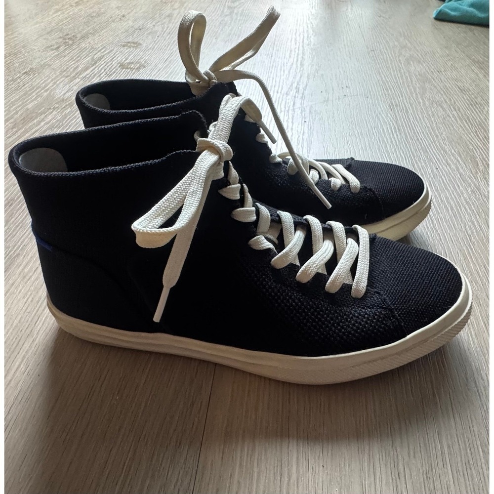 Rothy's High Top Sneakers Black‎ White Sustainable Knit Shoes Men's